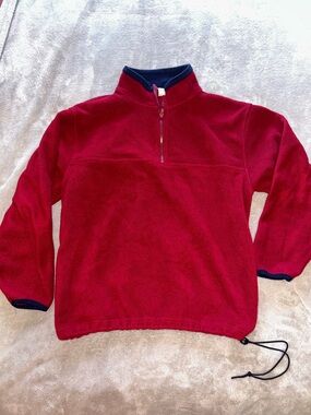 Northcrest unisex Half-Zip Fleece Pullover - Red with Navy Trim